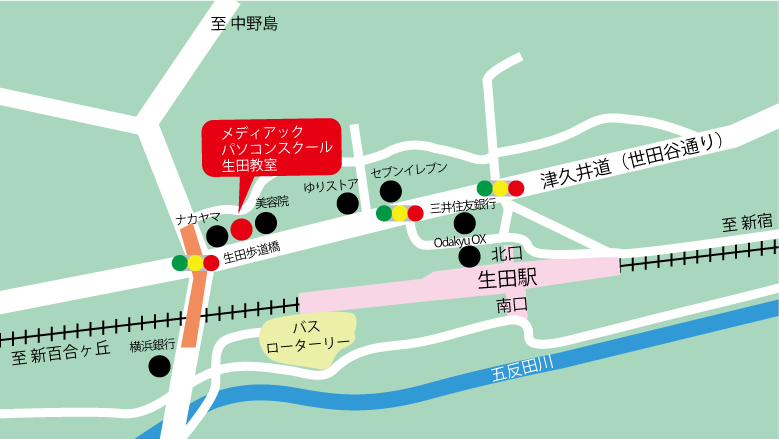 生田教室までの地図画像